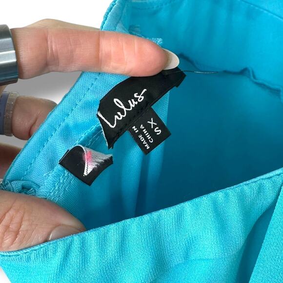 Lulus NWOT Tier and Now Blue Sash Tie-Back Tiered Plunging Cut-Out Maxi Dress - Picture 5 of 12